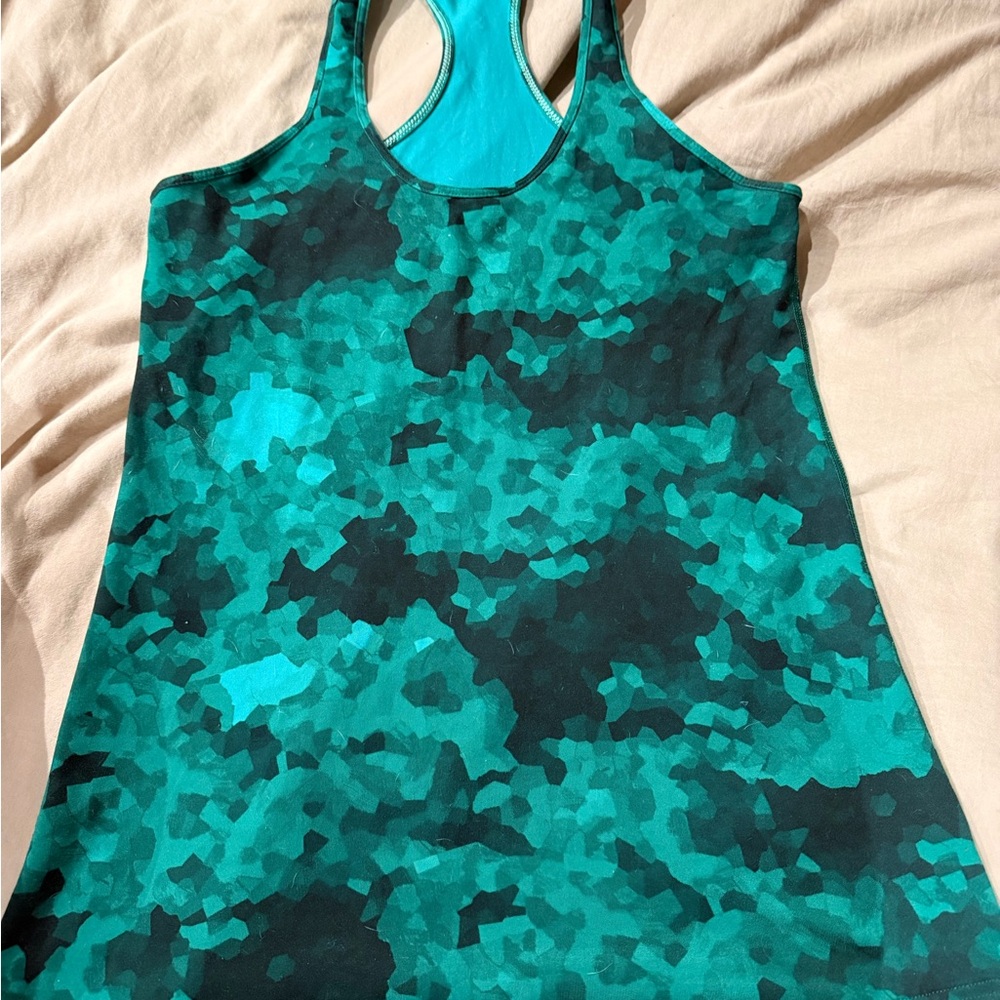 Lululemon Athletica Teal Camouflage Tank Top